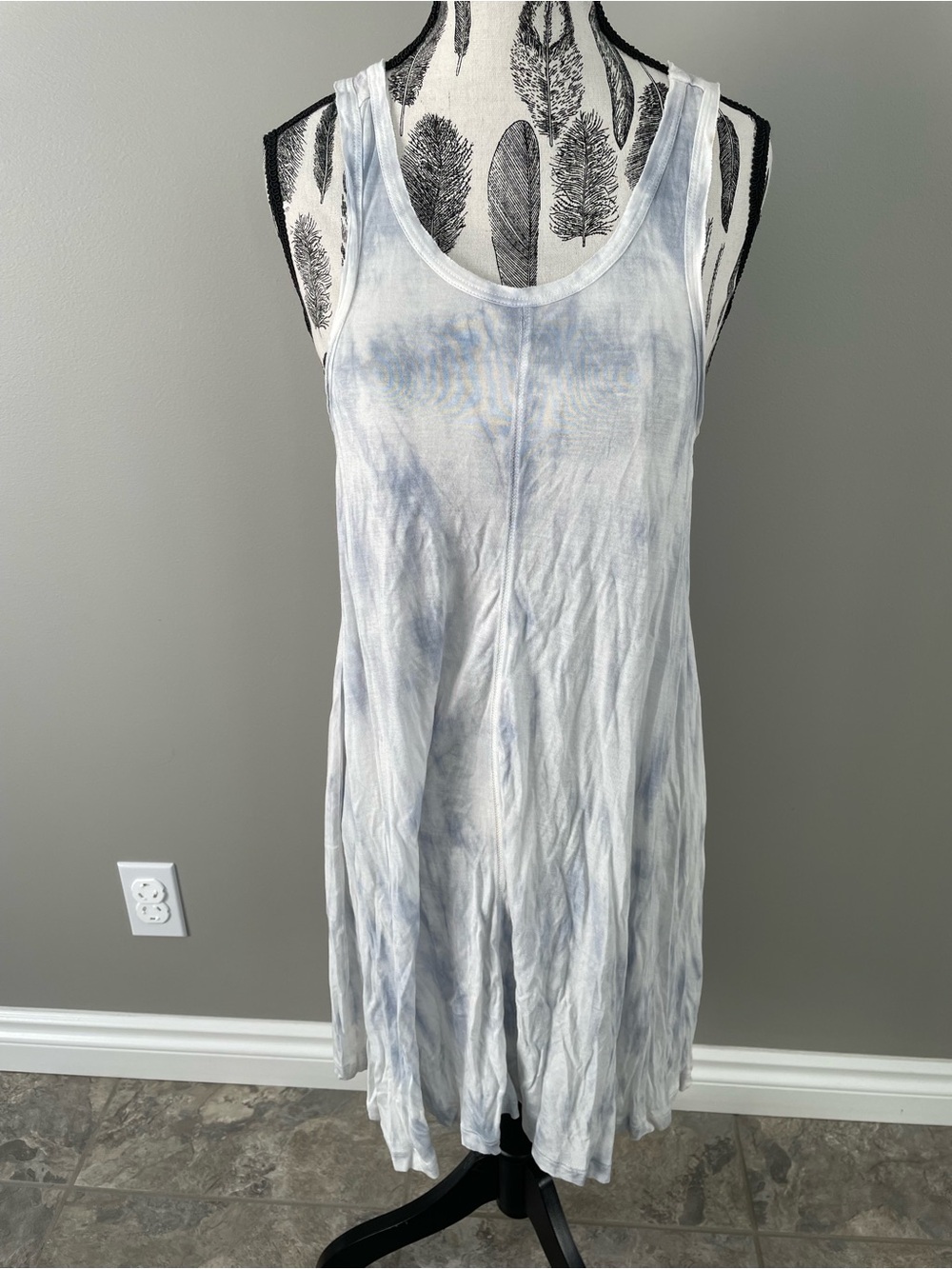 BILLABONG - Light Blue Tie-Dye Sleeveless Rayon Tank Dress